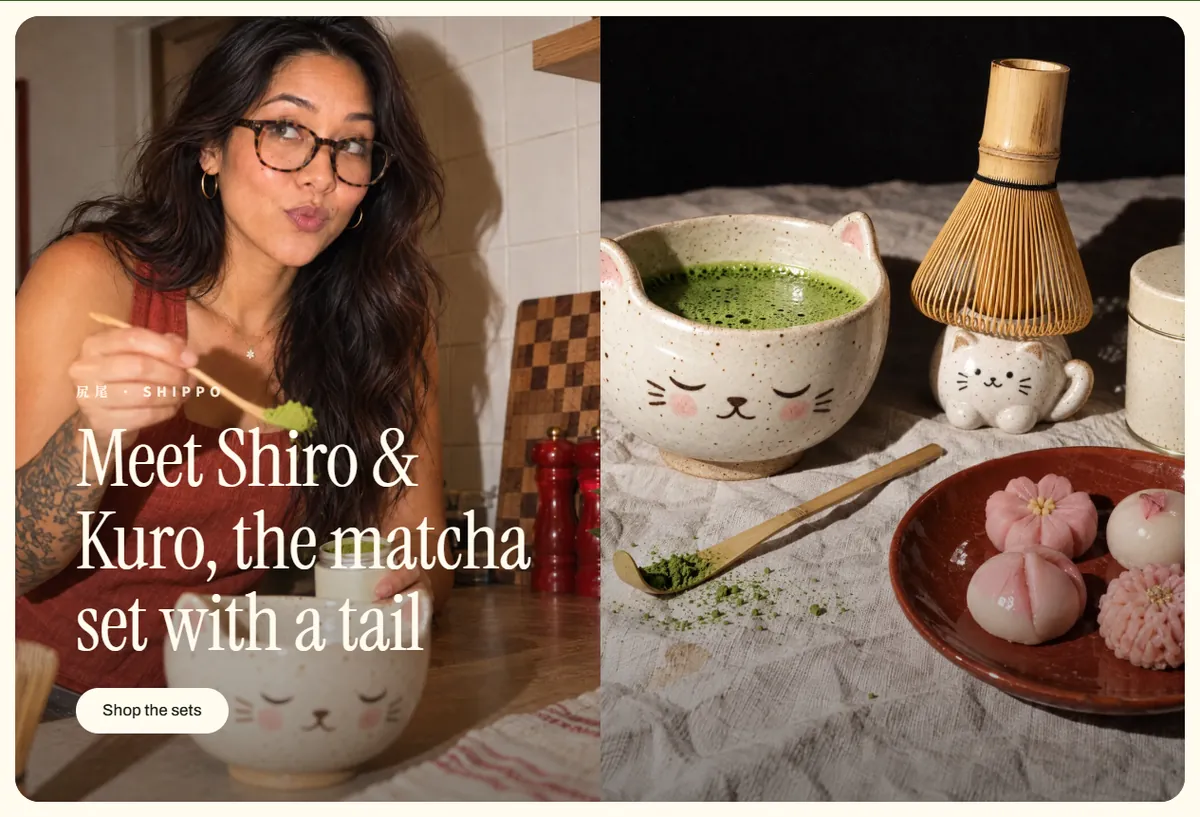 Shippo home page: two photos, a heading and a button